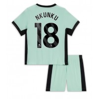 Camisa de Futebol Chelsea Christopher Nkunku #18 Equipamento Alternativo Infantil 2023-24 Manga Curta (+ Calças curtas)
